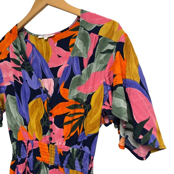 Abel the Label Maxi Dress Elastic Waist Tropical‎ Print High Low S Small - Picture 3 of 8